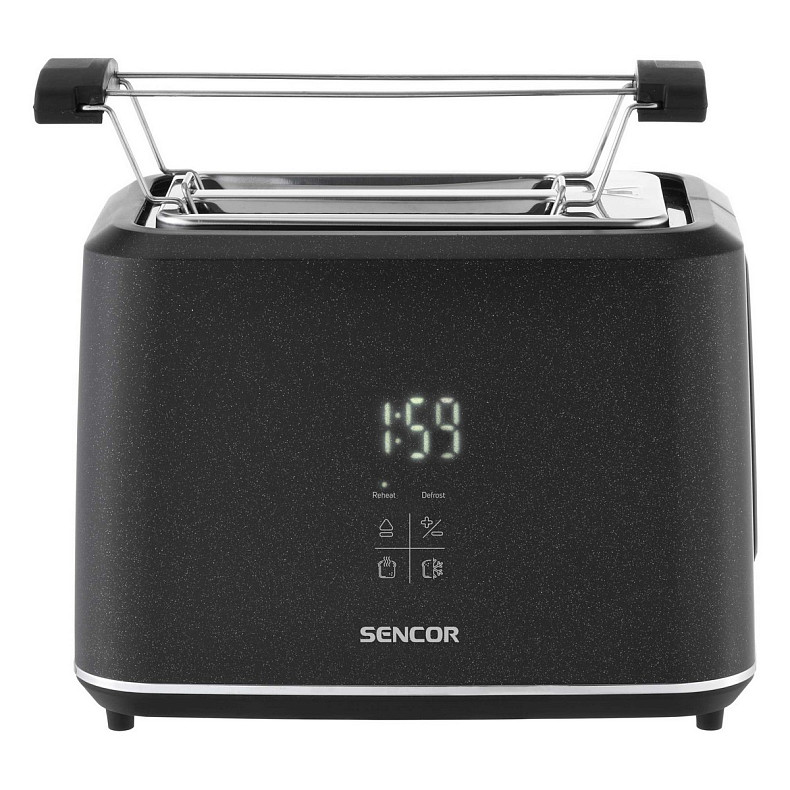 Тостер Sencor 1080Вт, підігрів, розморожування, сенс. керування, LED, пластик, чорний