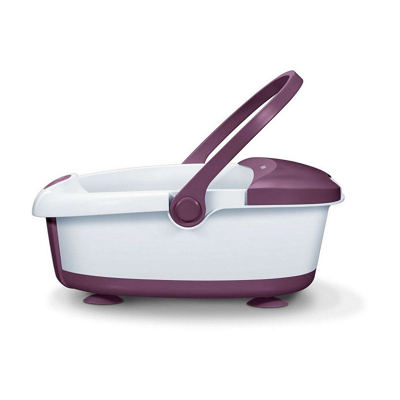 Масажна ванночка Beurer для ніг, від мережі, 3 насадки, підтрим. температури води, біло-фіолетовий