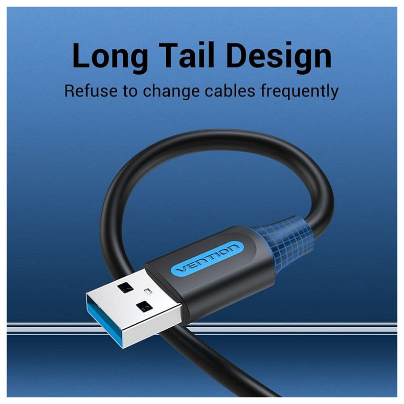 Кабель Vention USB - USB V 3.0 (M/M), 1 м, Black (CONBF)