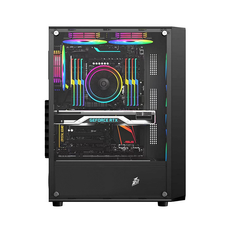 Корпус 1stPlayer FD3-4F2(AP)-BK Black без БП