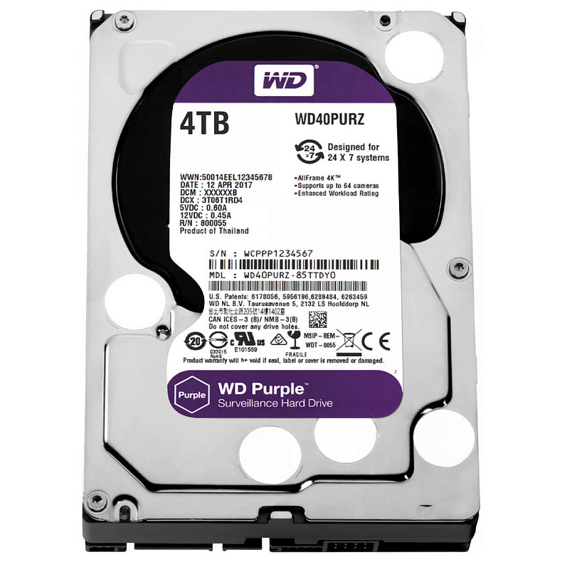 Жесткий диск WD 4.0TB Purple 5400rpm 256MB (WD42PURZ)