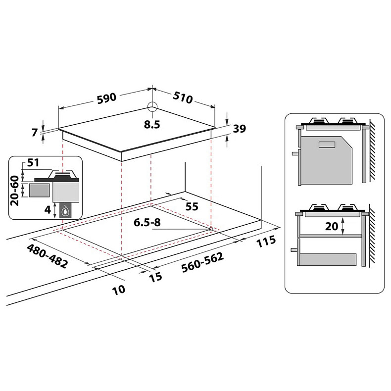 Газовая панель Whirlpool GMA 6422/IX