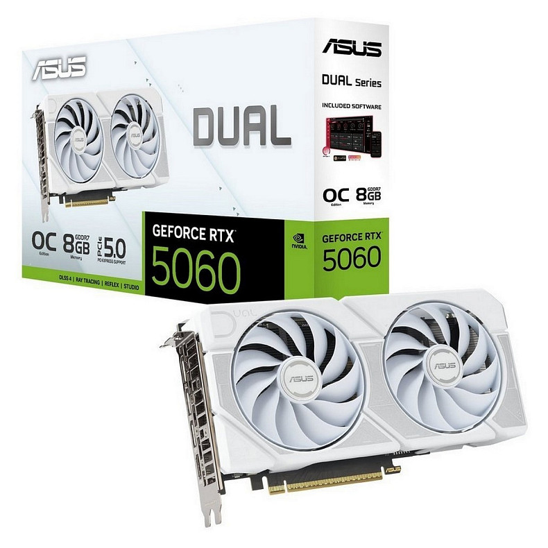 Видеокарта Asus GeForce RTX 5060 8GB GDDR7 Dual OC White (DUAL-RTX5060-O8G-WHITE)