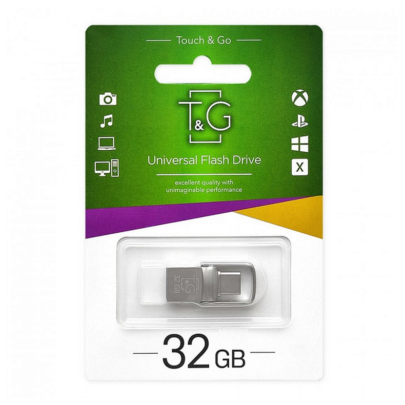 Флеш-накопичувач USB 2.0 32GB Type-C T&G 104 Metal Series Silver (TG104TC-32G)
