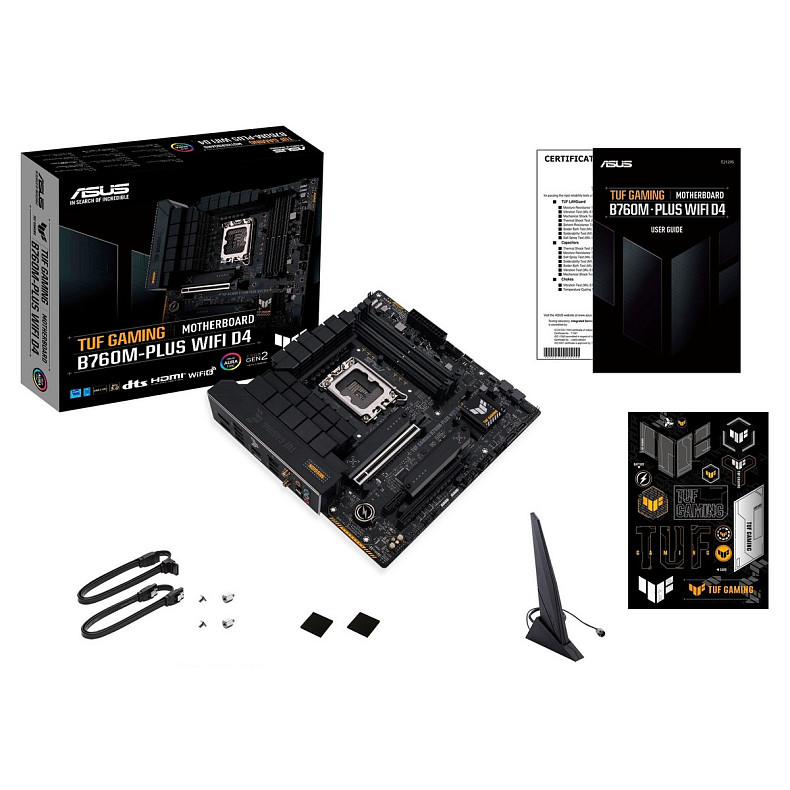 Материнская плата ASUS TUF GAMING B760M-PLUS WIFI D4 s1700 B760 4xDDR4 M.2 HDMI DP Wi-Fi BT mATX