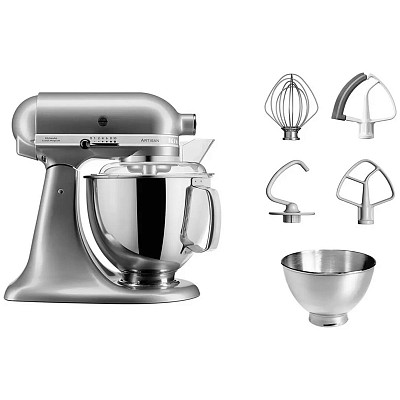 Кухонный комбайн KitchenAid Artisan 4,8 л 5KSM175PSECU с откидным блоком серебристый