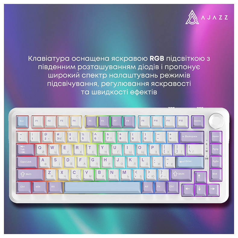 Клавиатура Ajazz AK820 Max Magnetic Switch White (AK820MAX-WM-PWB)
