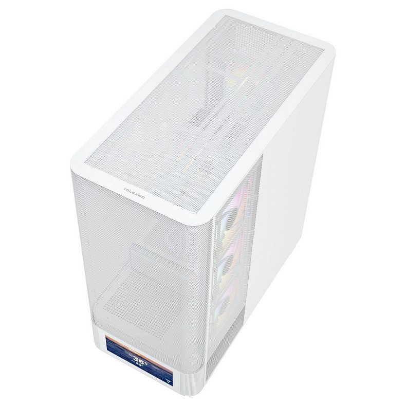 Корпус Modecom VOLCANO AQ500 ARGB MIDI FRONT LCD 6,2”, 4x120mm fans WHITE без БЖ ATX
