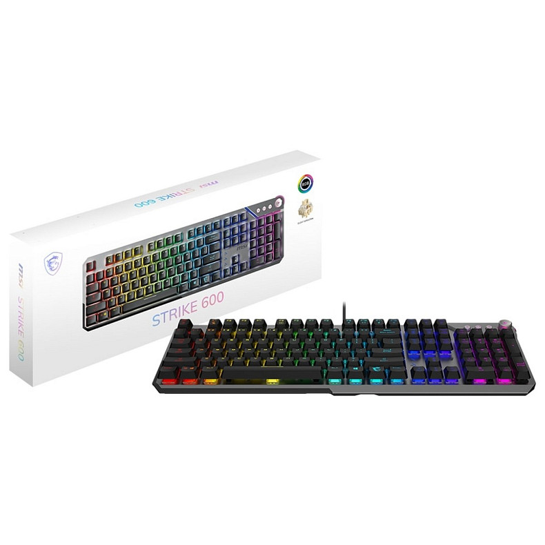 Клавіатура MSI STRIKE 600 SILENT UA 104key, Kailh Midnight Pro Silent Tactile, USB-A, EN/U