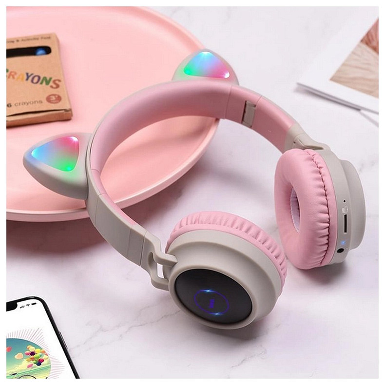 Bluetooth-гарнитура Hoco W27 Cat Ear Grey/Pink (W27GP)