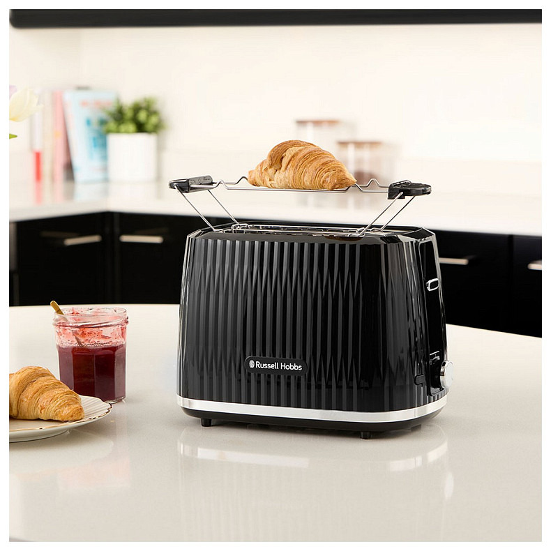 Тостер Russell Hobbs Eden 800Вт, пластик, подогрев, разморозка, черный