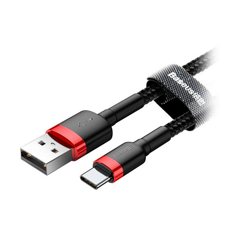 Кабель Baseus Сafule Cable USB For Type-C 2A 2м Red+Black (CATKLF-C91)