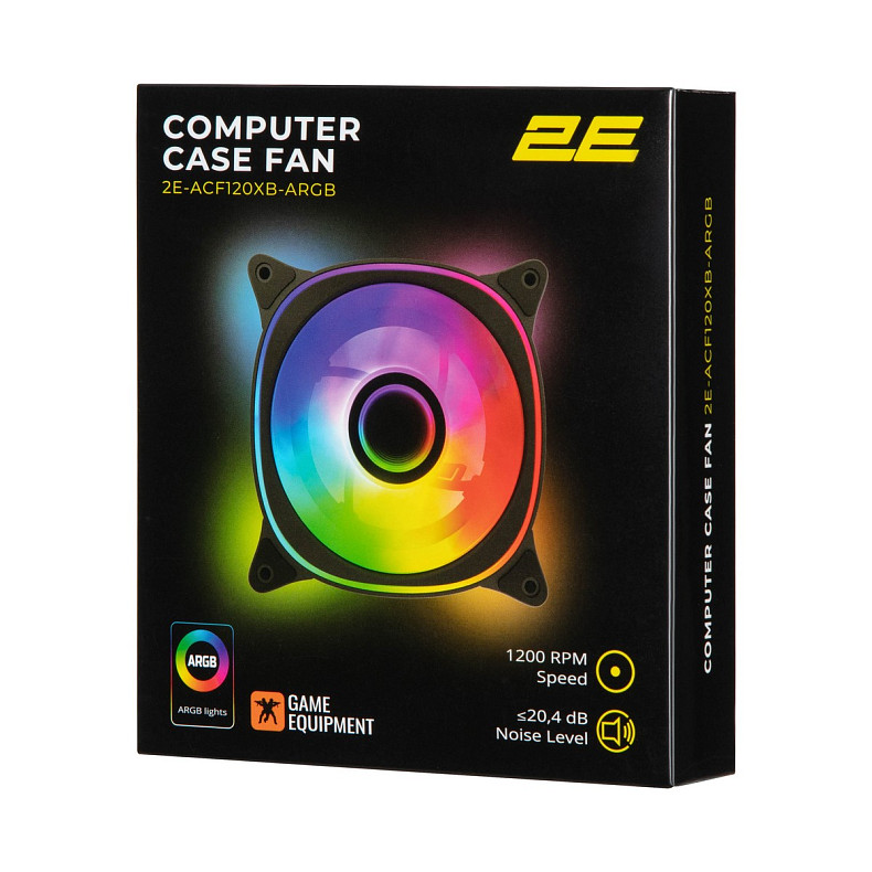 Вентилятор 2E GAMING Air Cool X Fan ACF120XB-ARGB, 120мм, 1200rpm, 3pin, 3pin +5VARGB