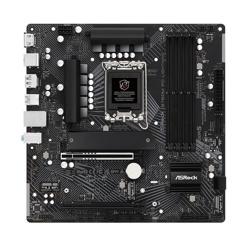 Материнская плата ASRock B760M PG LIGHTNING s1700 B760 4xDDR5 M.2 HDMI DP mATX