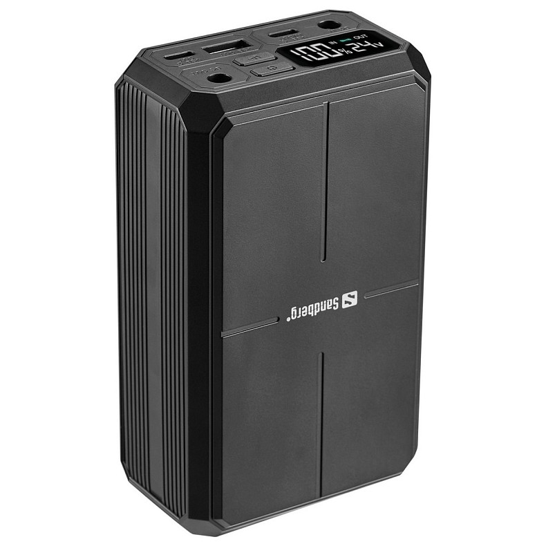 УМБ Sandberg 27000mAh Laptop DC12–24v 84W,100W PD, QC3.0, USB-A, 2xDC, 2xUSB-C, QI-10W, PowerThru