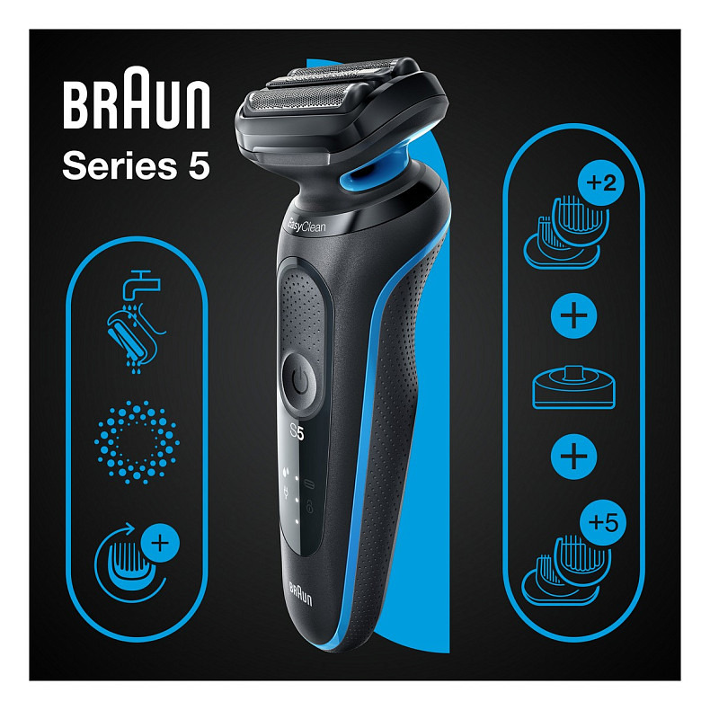 Электрическая бритва Braun Series 5 51-B4650cs Черный / Синий