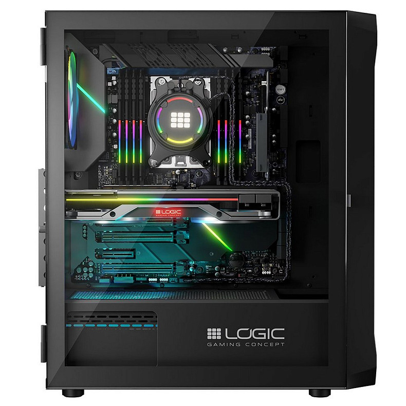 Корпус LogicConcept PORTOS MESH+GLASS ARGB fans 4x120mm BLACK без БЖ ATX