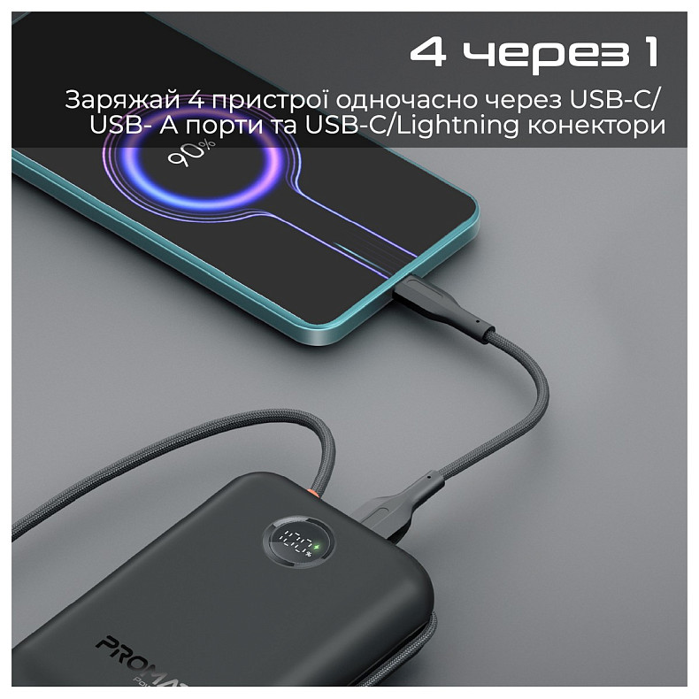 Универсальная мобильная батарея Promate PowerPod-30 30000mAh 35W Black