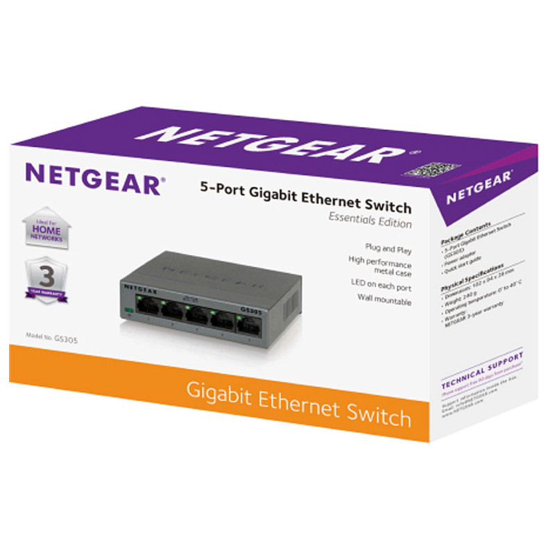 Комутатор Netgear GS305-300PES (5xGE, некерований)