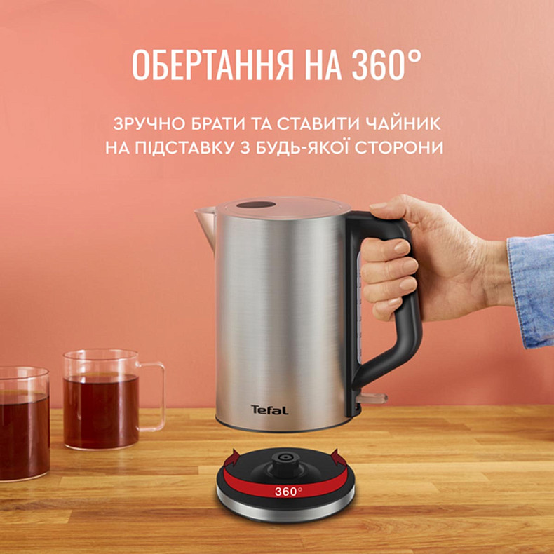 Електрочайник Tefal Bronx Electric, 1.7л, нерж. сталь, сірий