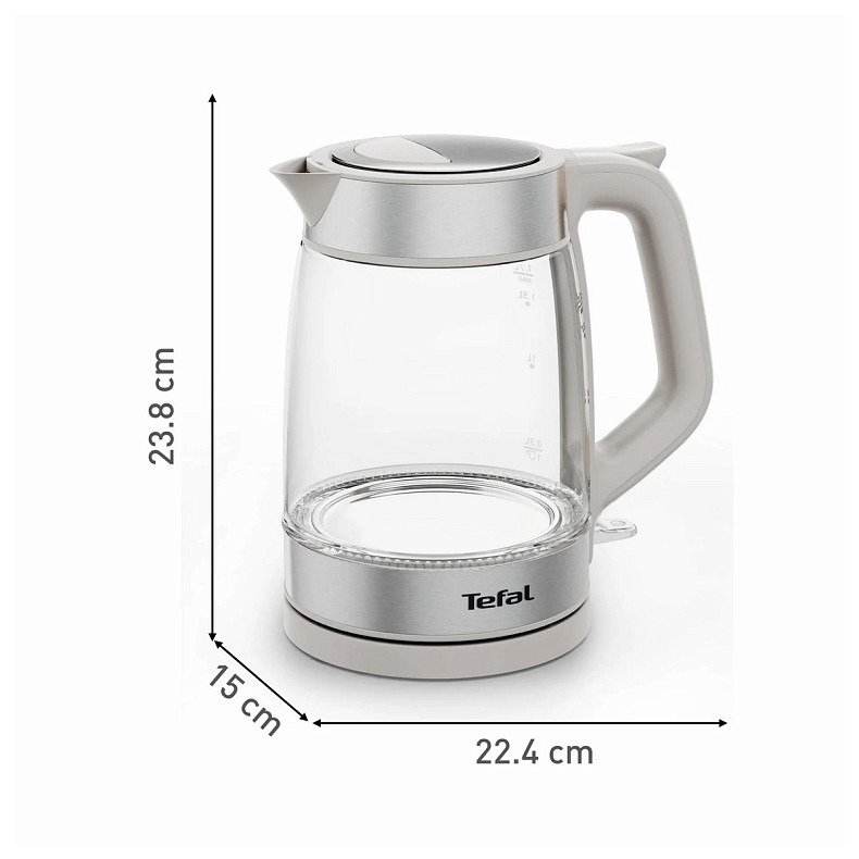 Электрочайник Tefal Glass Kettle 1.7л, стекло, с подсветкой, бело-серебряный