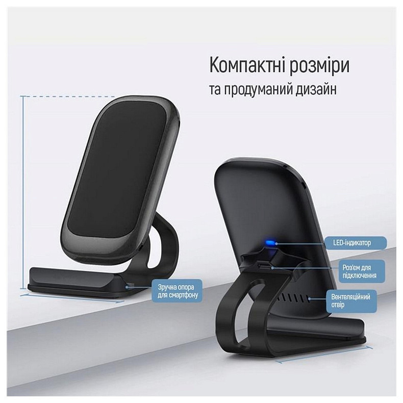 Бездротовий зарядний пристрій ColorWay Wireless Stand 15W Black (CW-CHW31Q-BK)