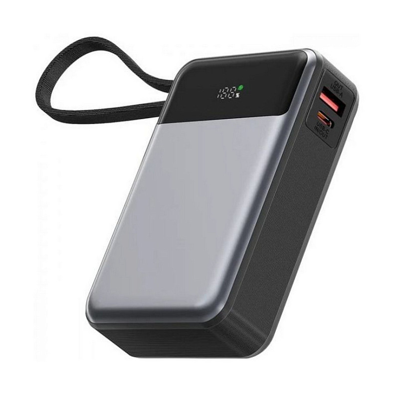 УМБ Acefast 20000mAh 65W PD,QC3.0 USB-A+USB-C In/Out,build-in cable M21 Black-Gray