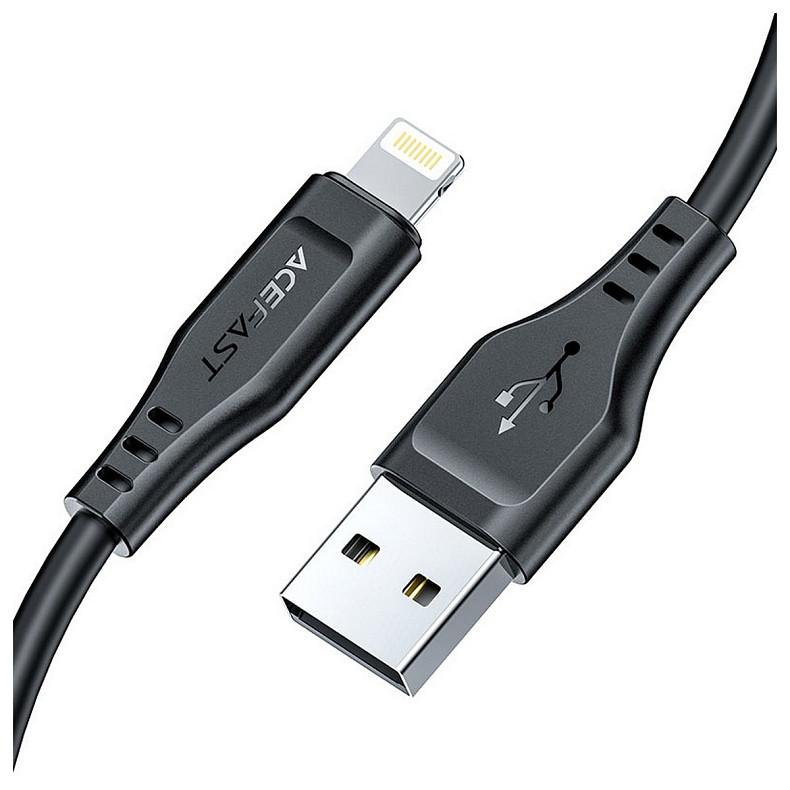 Кабель USB 2.0 Lighting USB-A, 1,2 м, 2,4A, TPE C3-02 Black Acefast