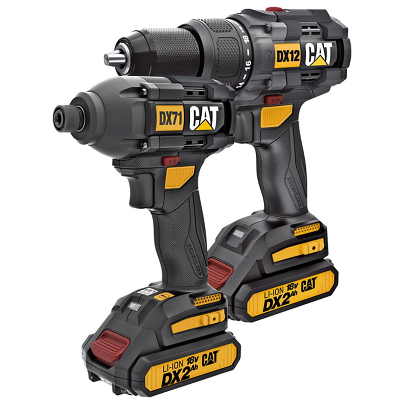 Набор из ударной бесщеточной дрели-шуруповерта CAT DX12 + ударный гайковерт CAT DX71