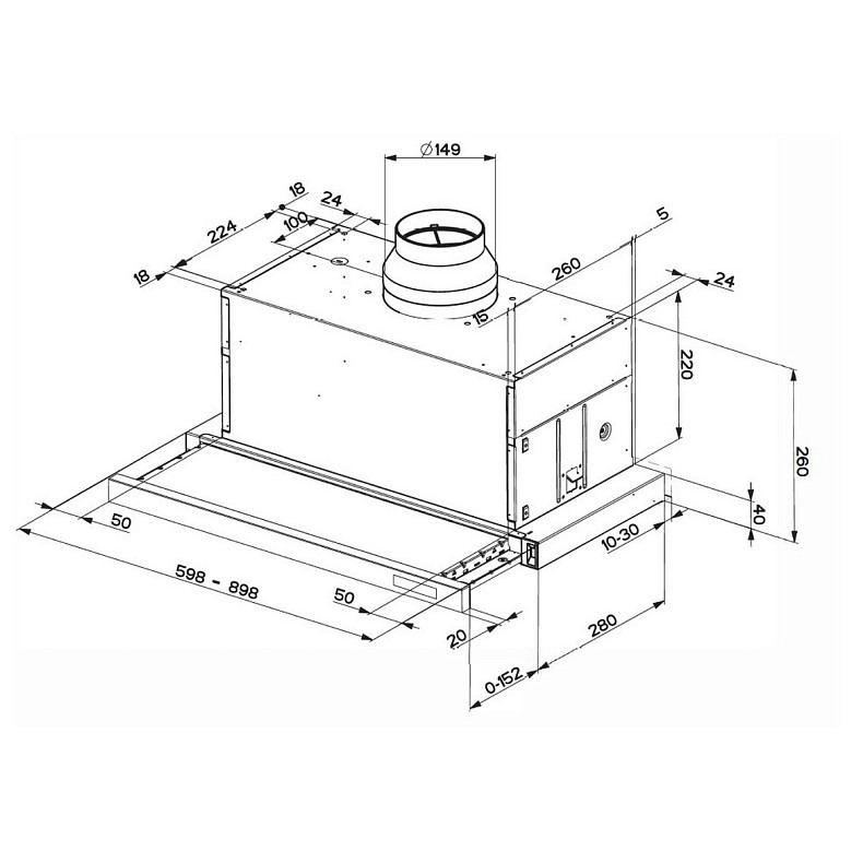 Витяжка Faber телескопічна, 90см, 1235м3ч, Maxima Ng Touch Ev8 Led X A90, нерж