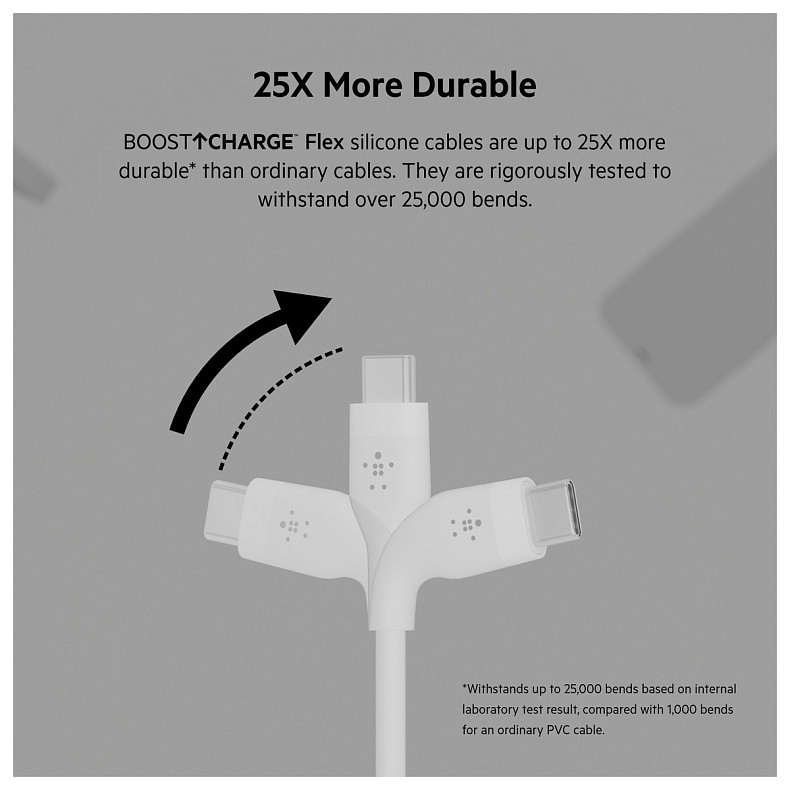 Кабель Belkin USB-A - USB-C силіконовий, з кліпсою, 2м, білий