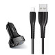 Автомобильное зарядное устройство Usams U35 (2xUSB, 2.1A) Black (6958444985961) + кабель Lightning