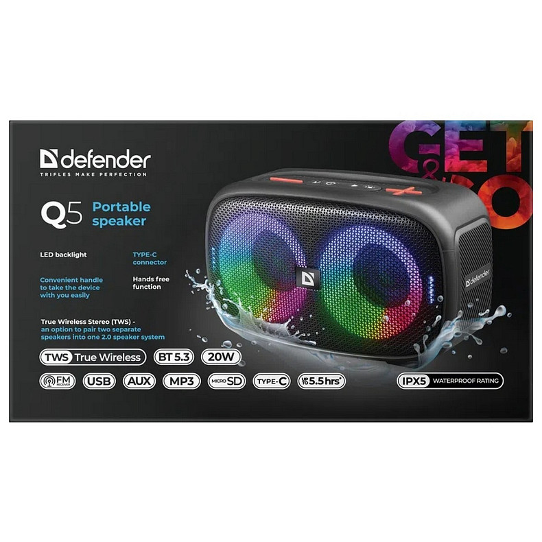 Портативная колонка Defender Q5 Black (65305)