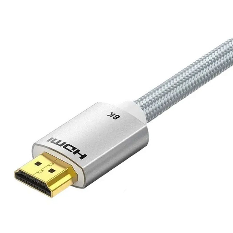 Кабель HDMI M-M, 2.0 м, V2.1, 8K 60Гц оплетка, Silver Metal Type Vention