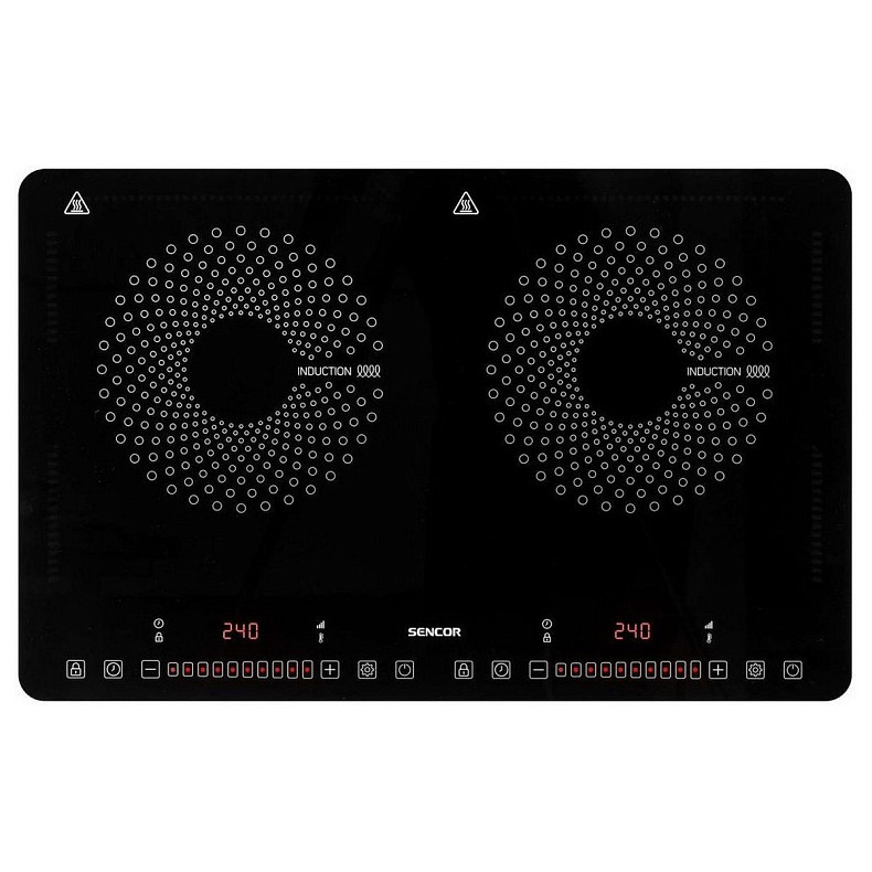 Плитка настільна Sencor індукційна , комф. - 2, 1.4+2Вт,  управл - сенсор, чорний