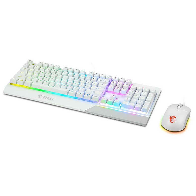 Комплект клавиатуры и мыши MSI Vigor GK30 COMBO WHITE UA USB, EN/UKR/RU, RGB, белый