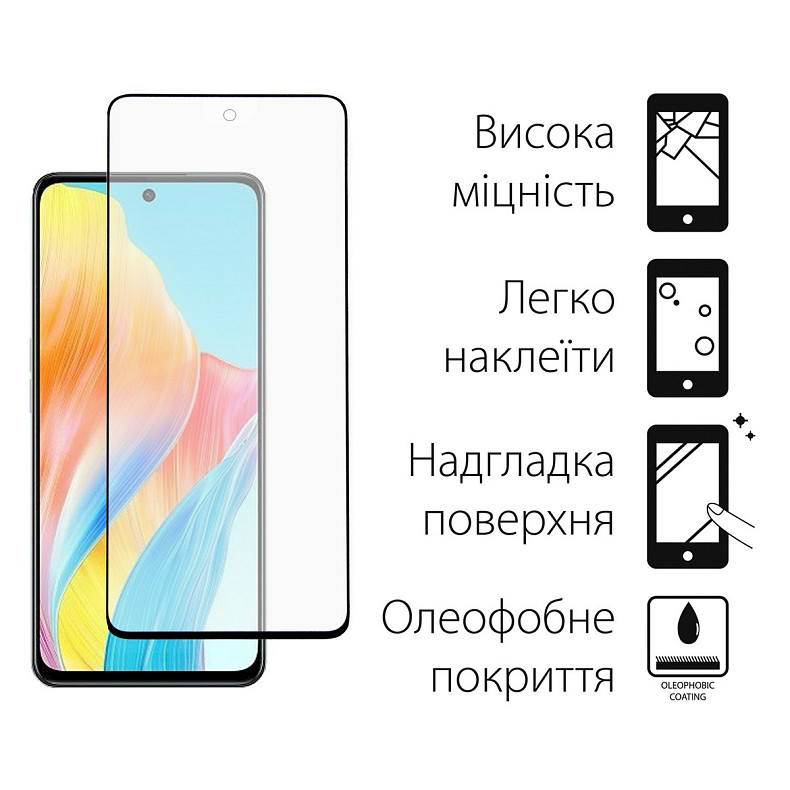 Защитное стекло Dengos для Oppo A98 5G Black Full Glue (TGFG-293)