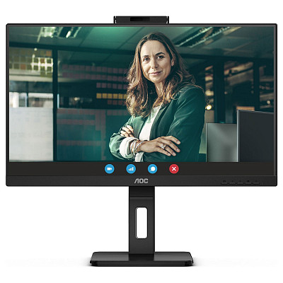 TFT 27" AOC Q27P3QW, QHD, IPS, 75Hz, 2xHDMI, DP, USB-hub, webcam, HAS, Pivot, колонки, черный