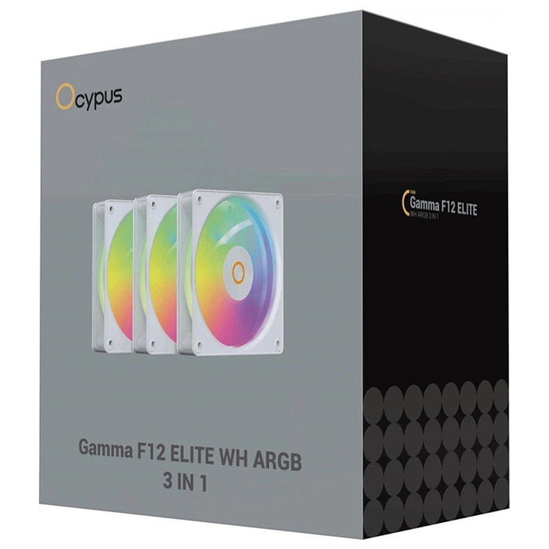 Набір із трьох вентиляторів Ocypus GAMMA F12 ELITE WH ARGB REVERSE BLADE 120MM 3 IN 1 (GAMMA-F12-WH3AM01E-GL)