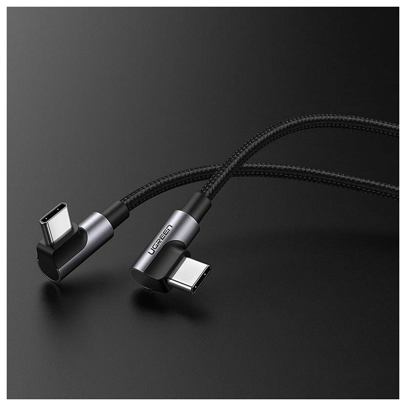Кабель USB 2.0 Type-C M-M, 2 м, 90°, (20V/3A), (60W) Черный US323 UGREEN