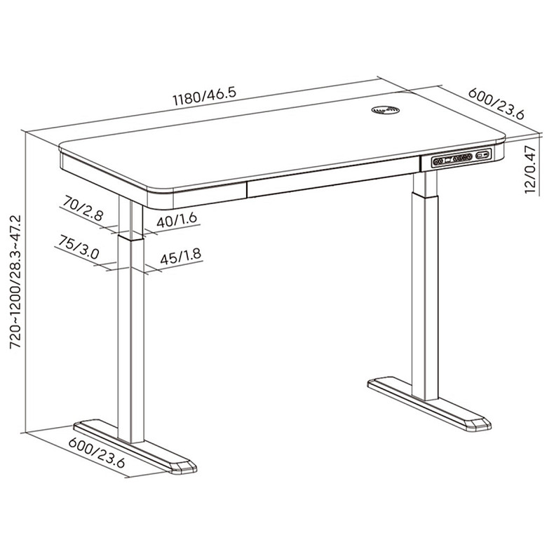 Комп’ютерний стіл з електрорегулюванням висоти OfficePro ODE111W