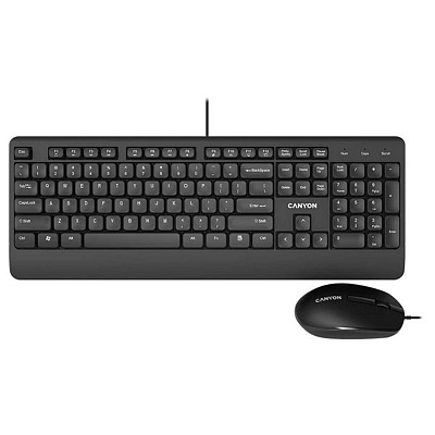 Комплект (клавіатура, миша) Canyon CNE-CSET4-RU USB Black