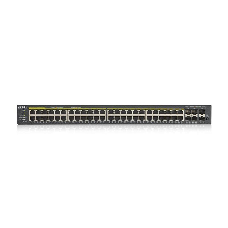 Комутатор ZYXEL GS1920-48HPv2 (4xGE, 4xGE/SFP, 2хSFP, 48хGE PoE, Max PoE 375W, Smart, NebulaFlex)