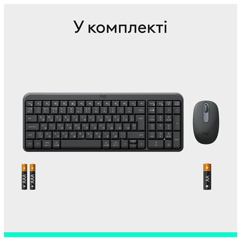 Комплект (клавіатура, миша) бездротовий Logitech MK250 Graphite (920-013823)