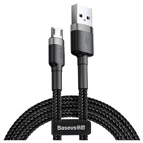 Кабель Кабель Baseus cafule Cable USB For Micro 2.4A 1M Gray+Black