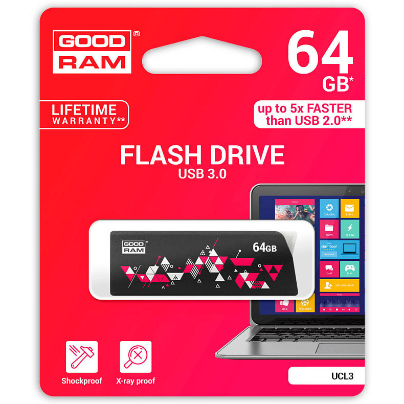 Флеш накопитель USB 3.0 64GB GOODRAM UCL3 (Cl!ck) Black (UCL3-0640K0R11)