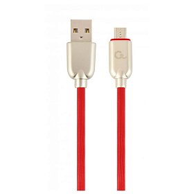 Кабель Cablexpert (CC-USB2R-AMmBM-1M-R) USB 2.0 A - microUSB, 2.1А, преміум, 1м, червоний