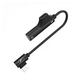 Перехідник SkyDolphin AU03 USB Type-C - USB Type-C+3.5 мм (M/F), Black (ADPT-00027)
