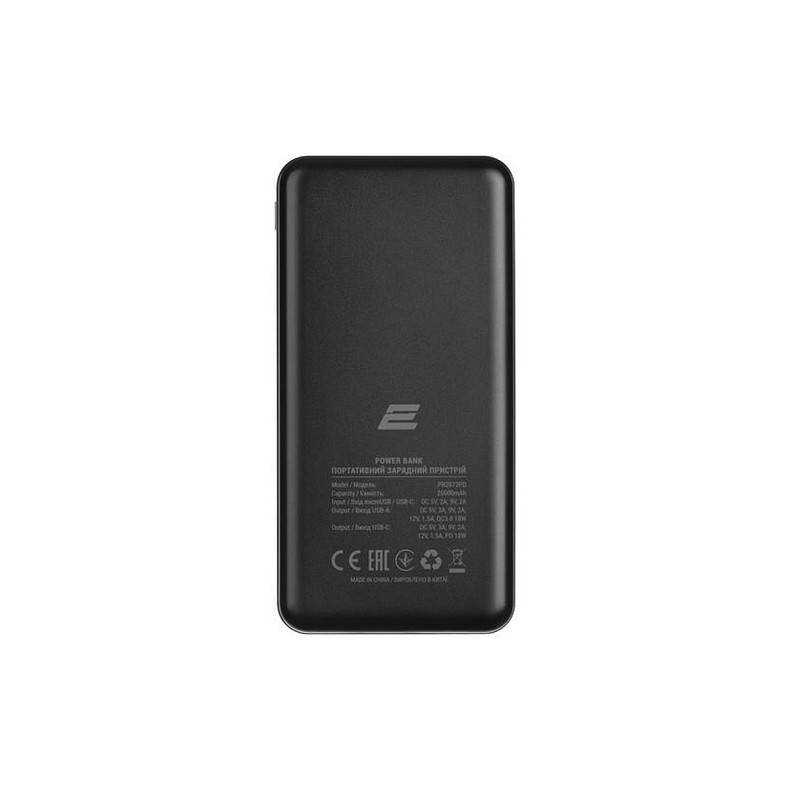 Універсальна мобільна батарея 2E Geometry PD+QC 3.0 20000mAh Black (2E-PB2072PD-BLACK)