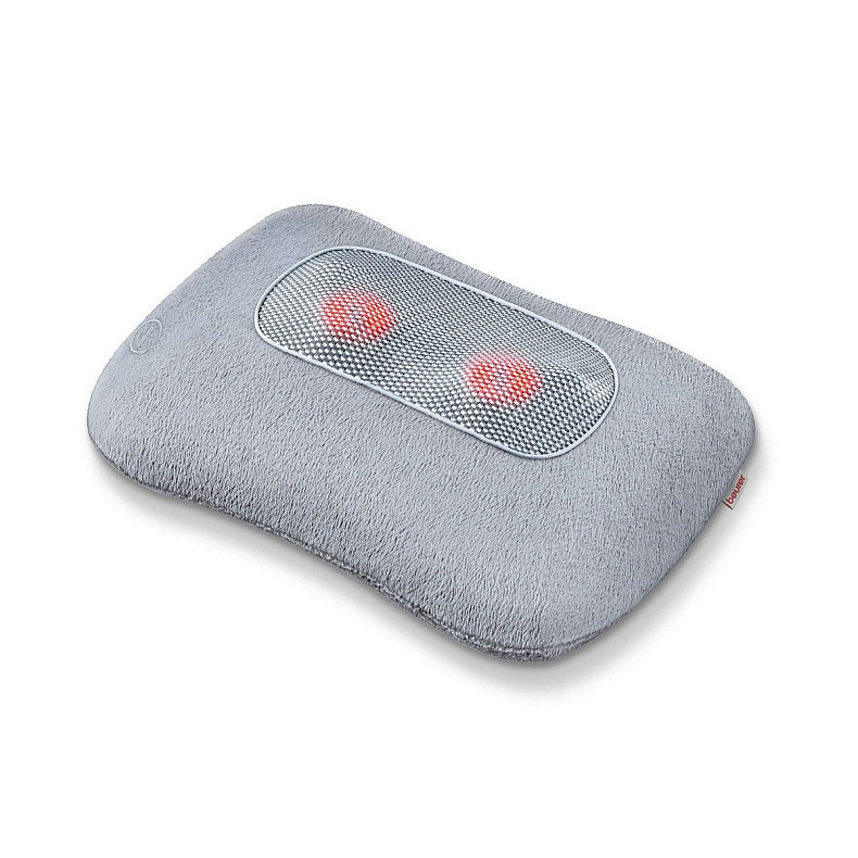 Масажна подушка Beurer для плечей, шиї, спини та ніг, від мережі, 4 головки шиацу, підігрів, сірий